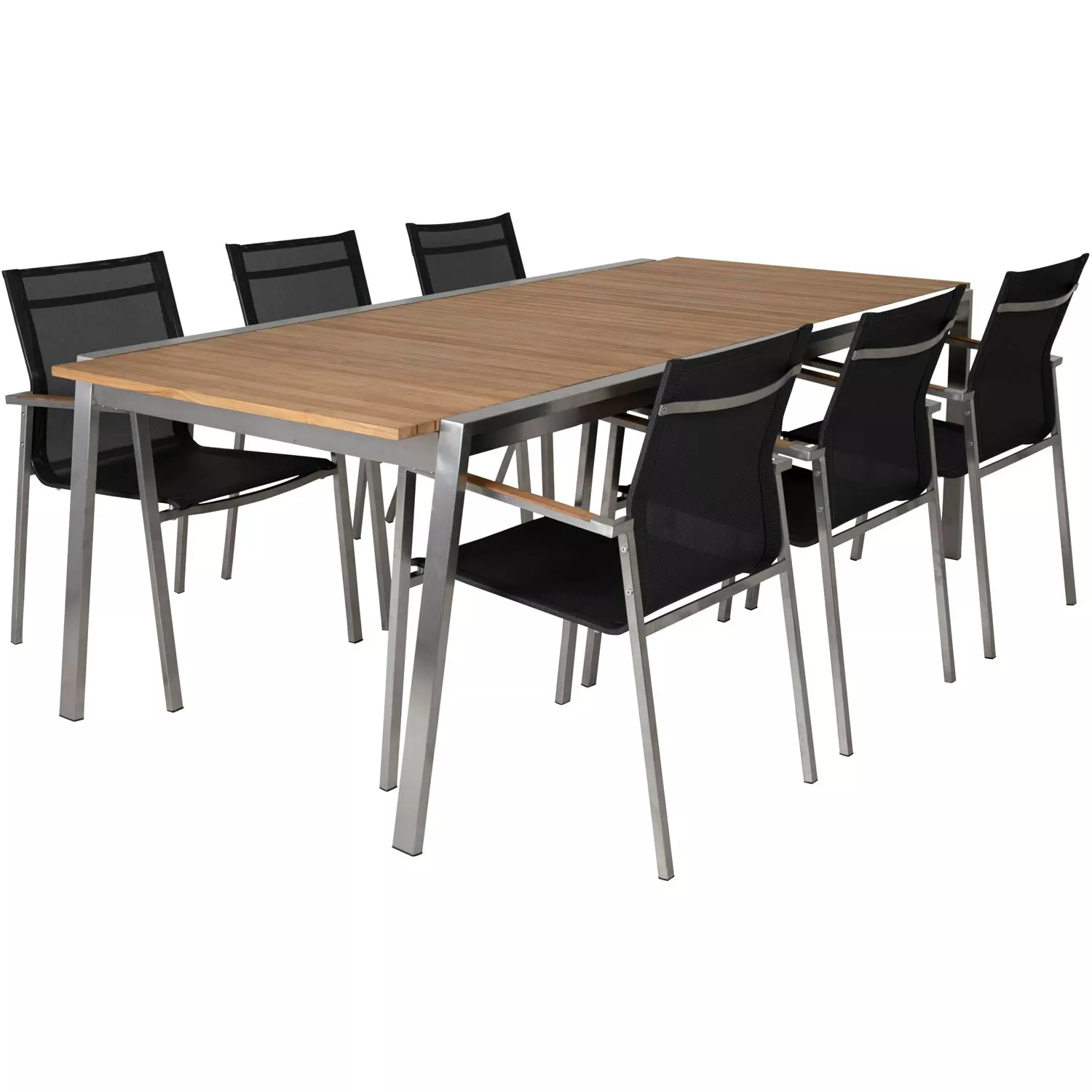 Brafab Naos Eettafel 100x220-320 Cm, Roestvrij Staal/Teak - Afbeelding 3