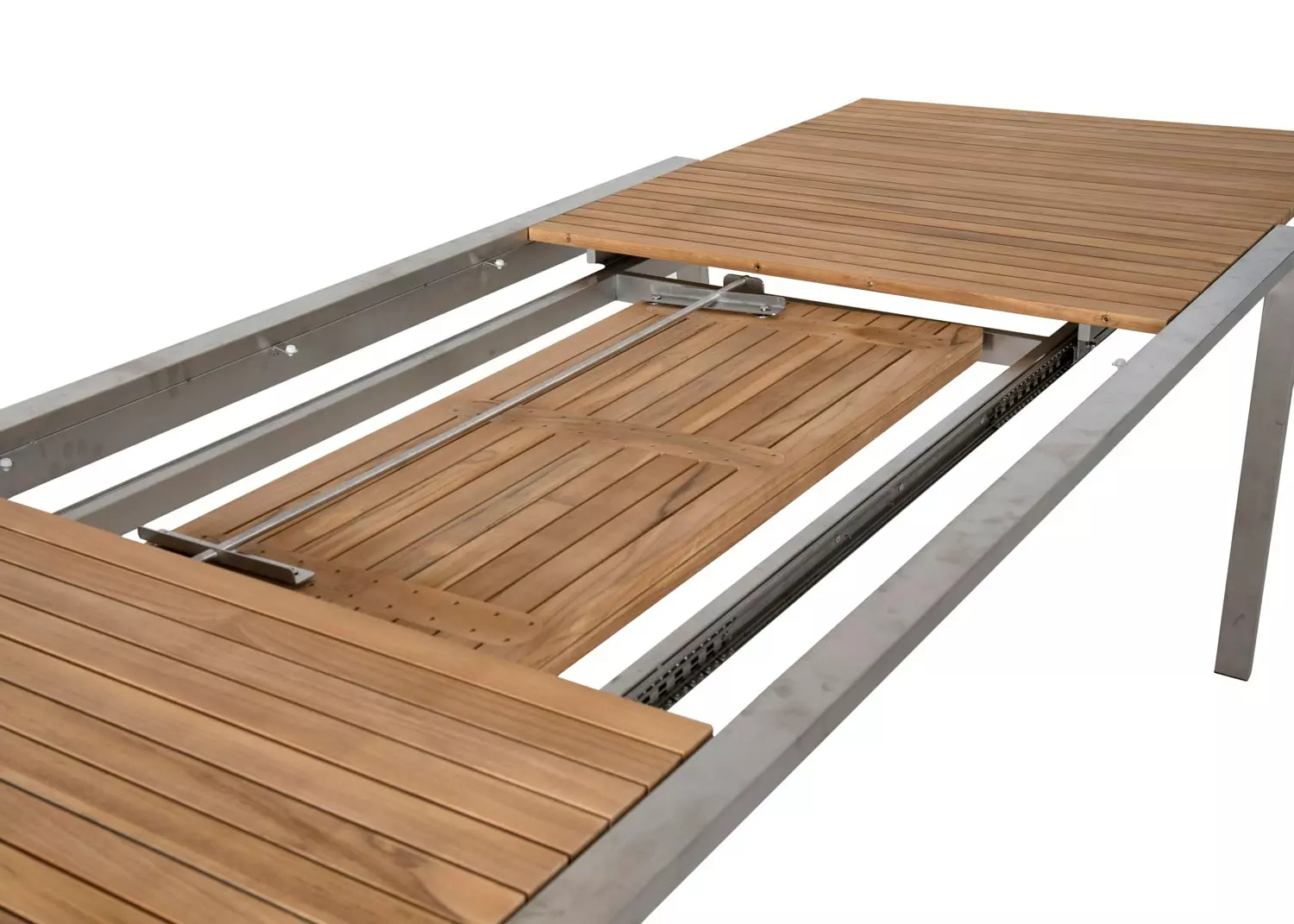 Brafab Naos Eettafel 100x220-320 Cm, Roestvrij Staal/Teak - Afbeelding 4