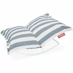 Fatboy Rock 'n Roll Rocking Chair Lightgrey With Bean Bag, Stripe Ocean Blue
