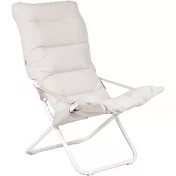 FIAM Fiesta Soft Deck Chair, Beige ( White Frame)